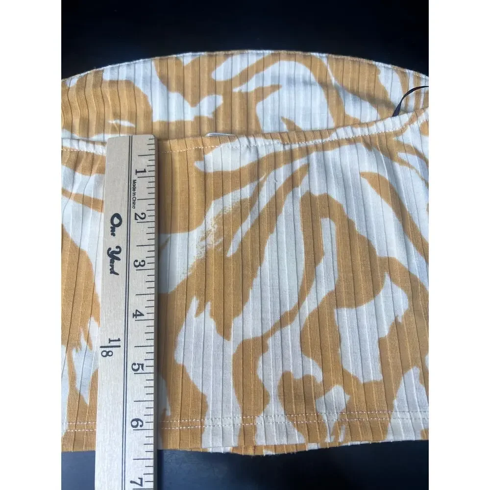 H&M Ribbed Zebra Print Strapless Tube Top Women SM Beige White Cropped Bandeau - Picture 8 of 8
